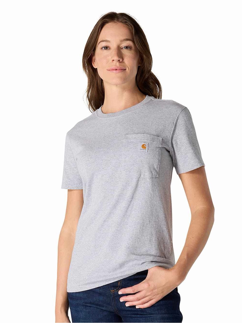 Carhartt Women’s Heavyweight Pocket Tee Heather Gray XS Loose Fit